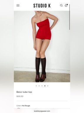 Studio k beso tube top hot rouge red S Okeo Tex ecovera Lenzing Pilates yoga